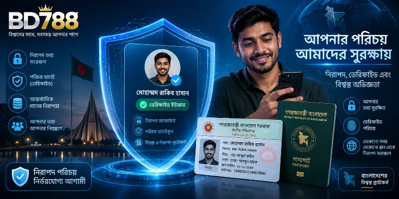 BGD88 secure KYC identity verification interface prompting the upload of a National Identity Card, driving licence, or utility bill in Bangladesh